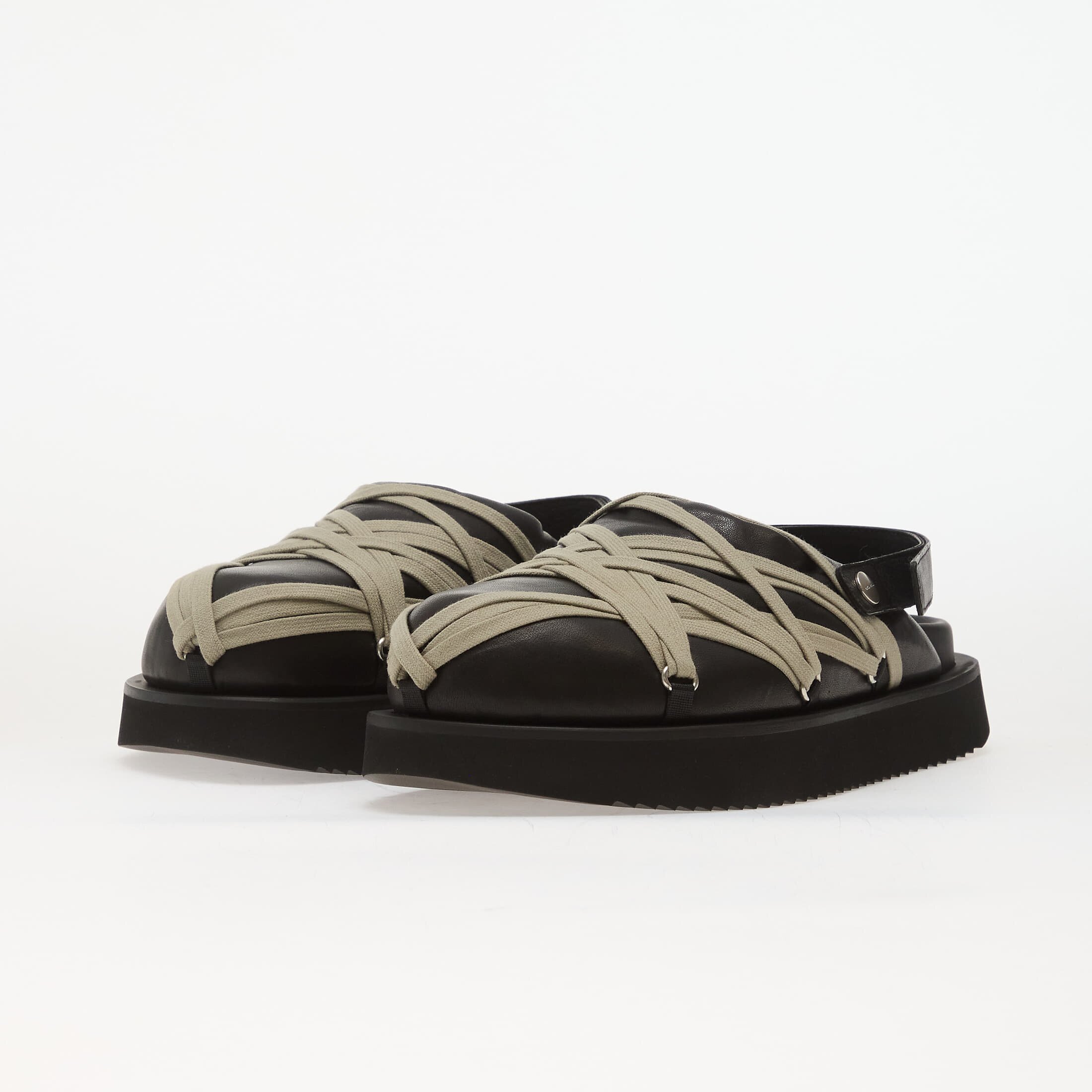 Rick Owens Обувки DRKSHDW Leather Padded Sandals - Padded Megalace Platform Black/ Pearl