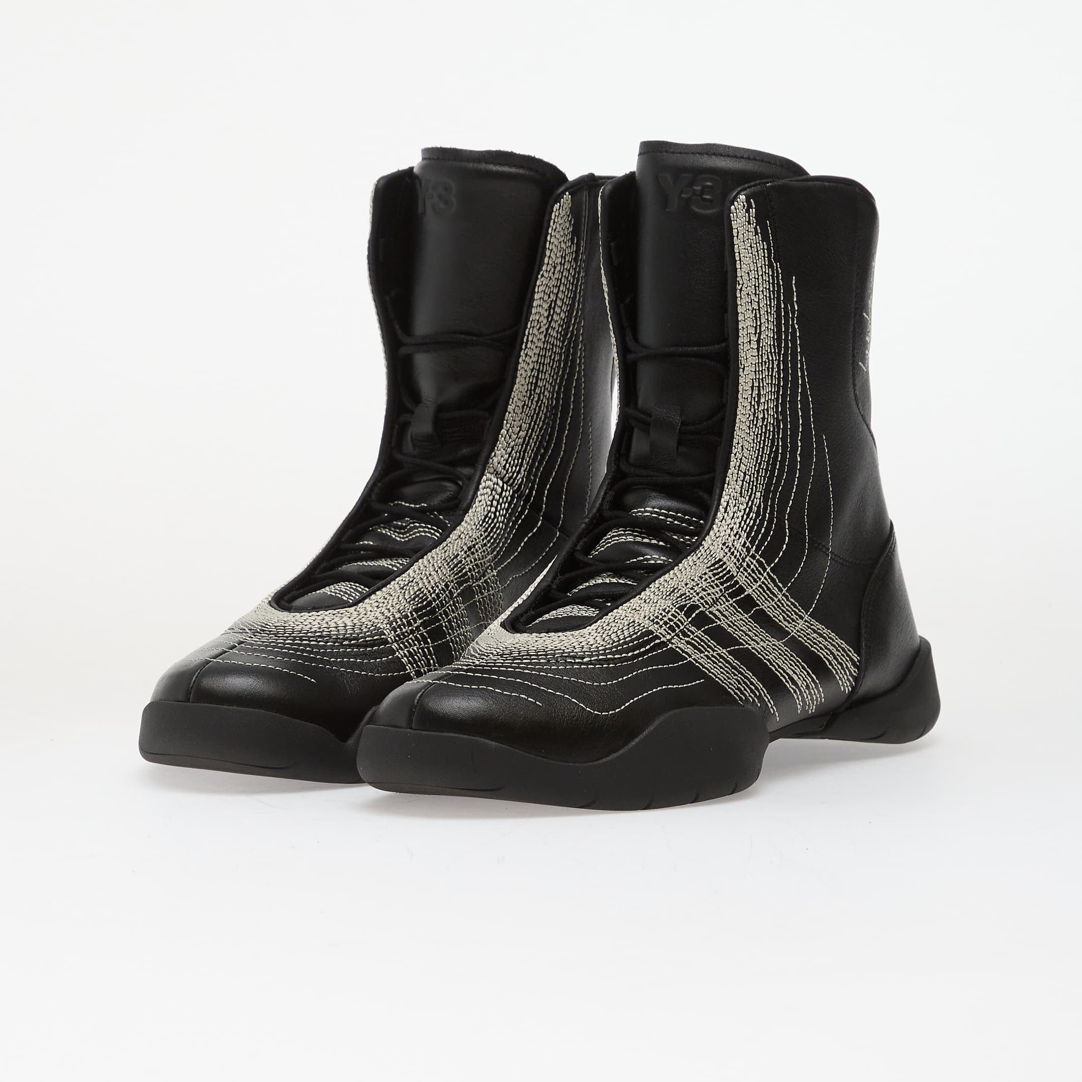 Y-3 Сникърси Regu Embroidery Black/ Black/ Aluminum