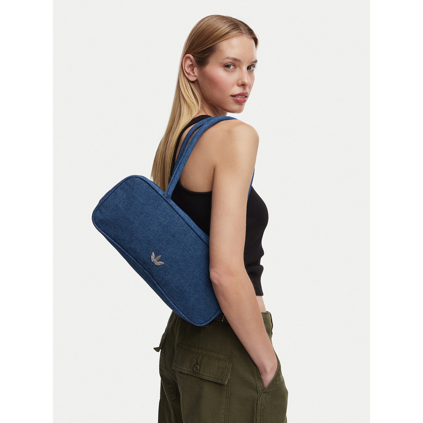 adidas Дамска чанта Adicolor Elongated Airliner Denim Bag KD7875