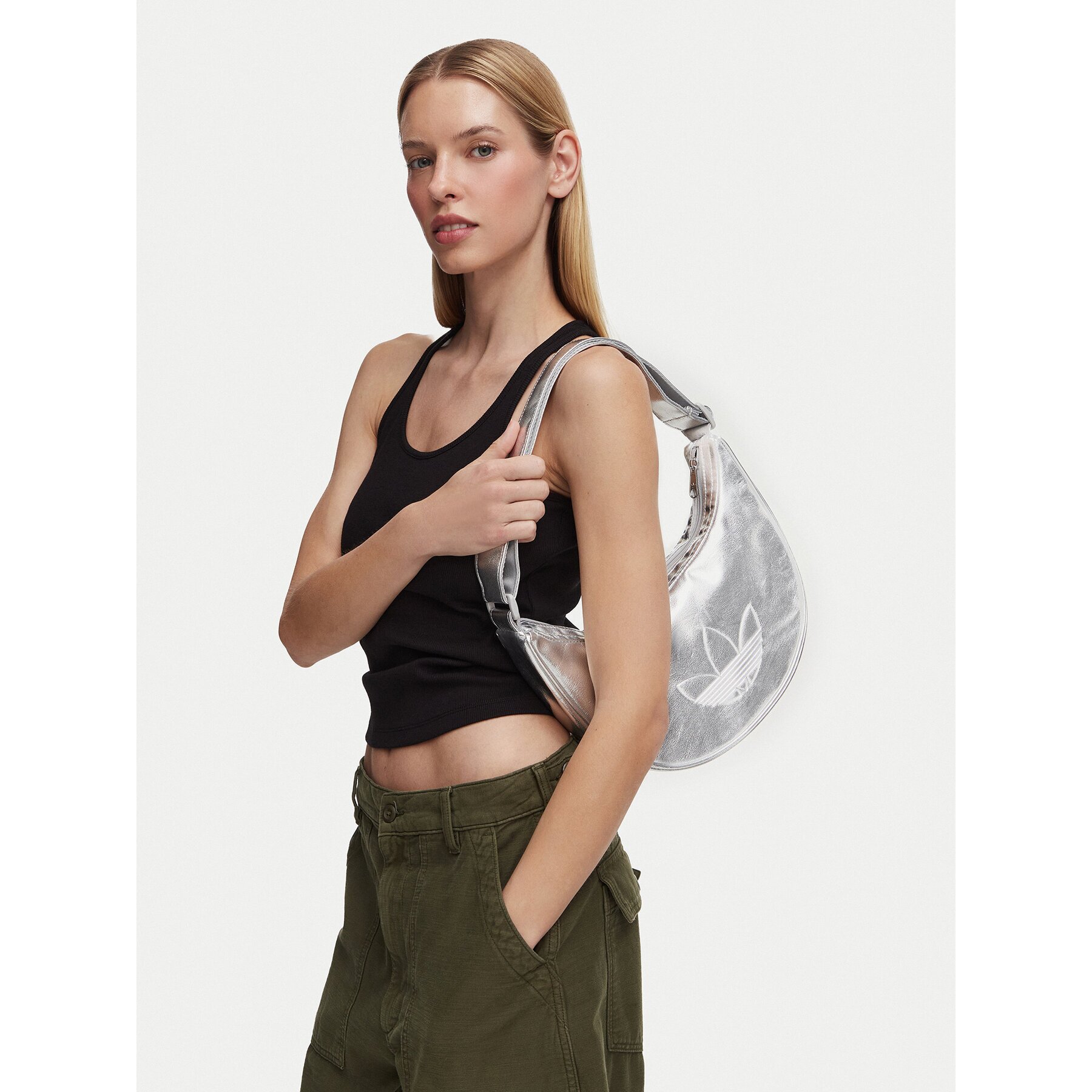 adidas Дамска чанта Adicolor Half Crescent Bag Metallic Pu KR1562