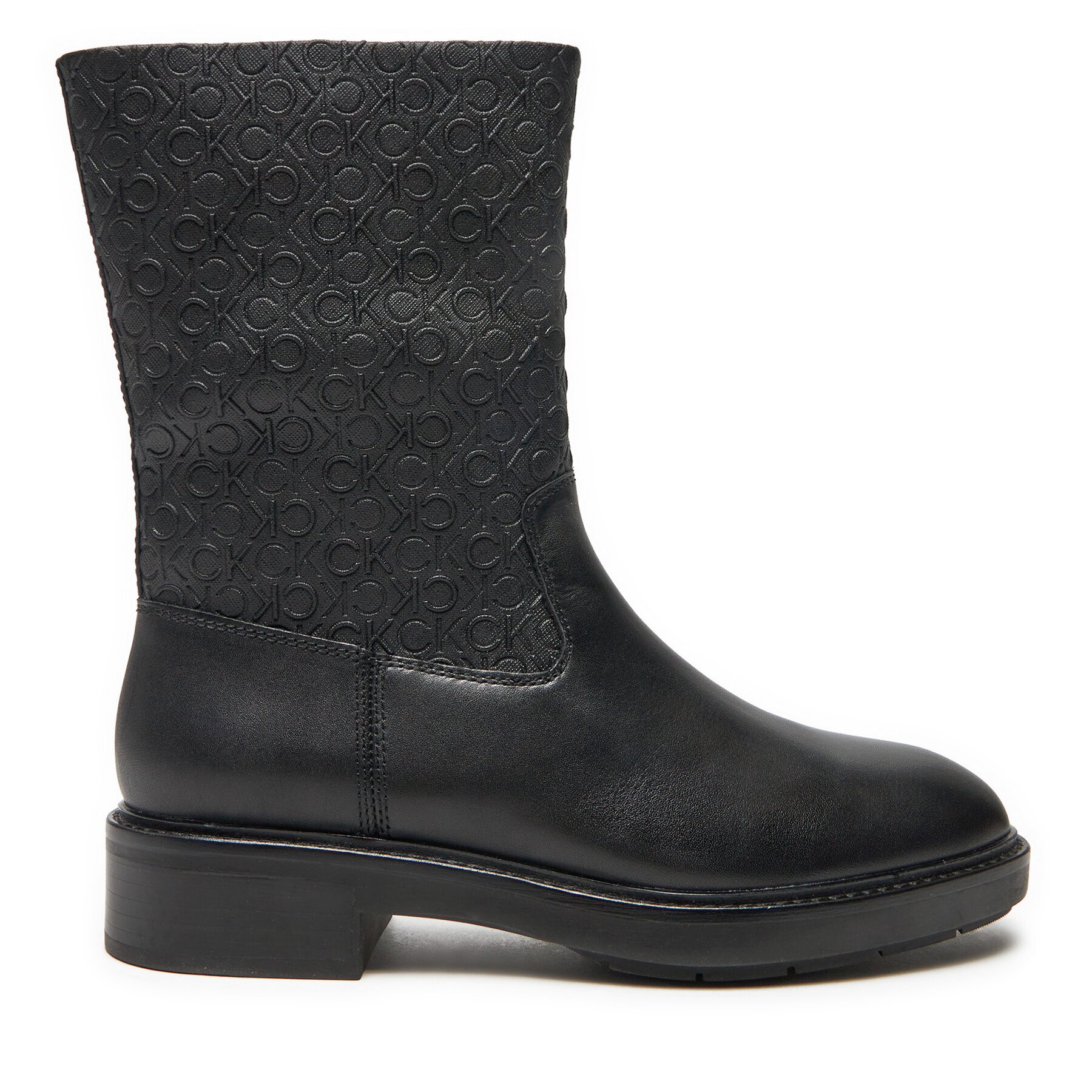 Calvin Klein Боти Flat Ankle Boot Mono Mix HW0HW02195