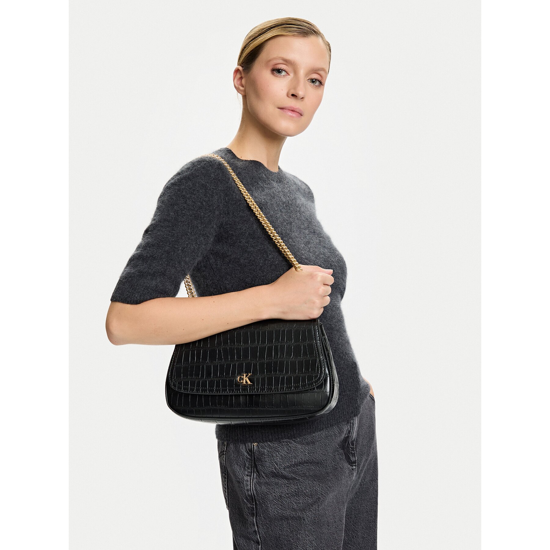 Calvin Klein Дамска чанта Ck Croc Conv Chain Medium Bag LV04F3284G
