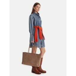 Calvin Klein Дамска чанта Emblem Aop Embossed Suede Tote LV04F3334G