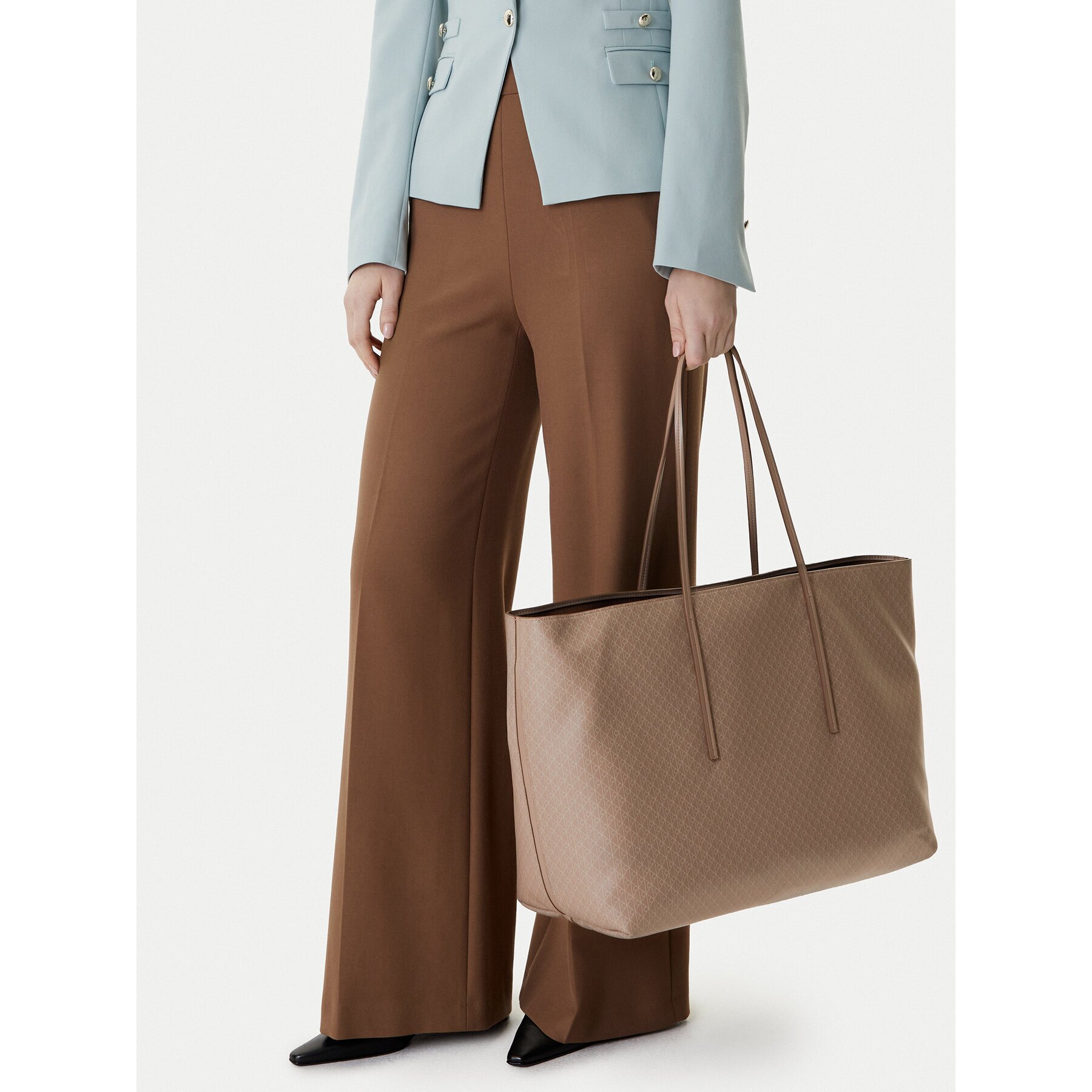 Calvin Klein Дамска чанта Emblem Aop Large Tote W/ Pouch LV04F3364G
