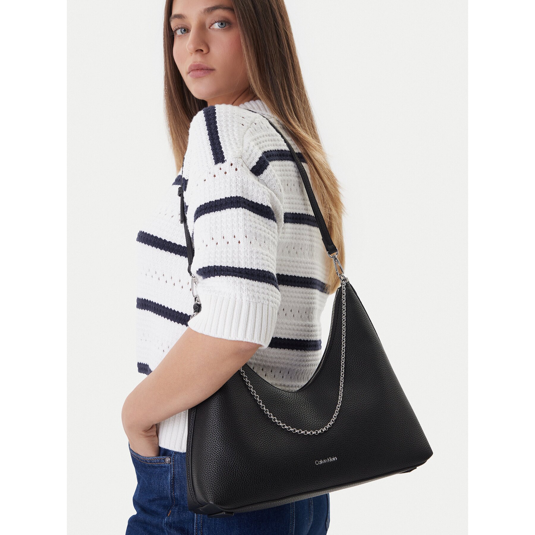 Calvin Klein Дамска чанта Emblem Hw Pebble Shoulder Bag LV04F3495G