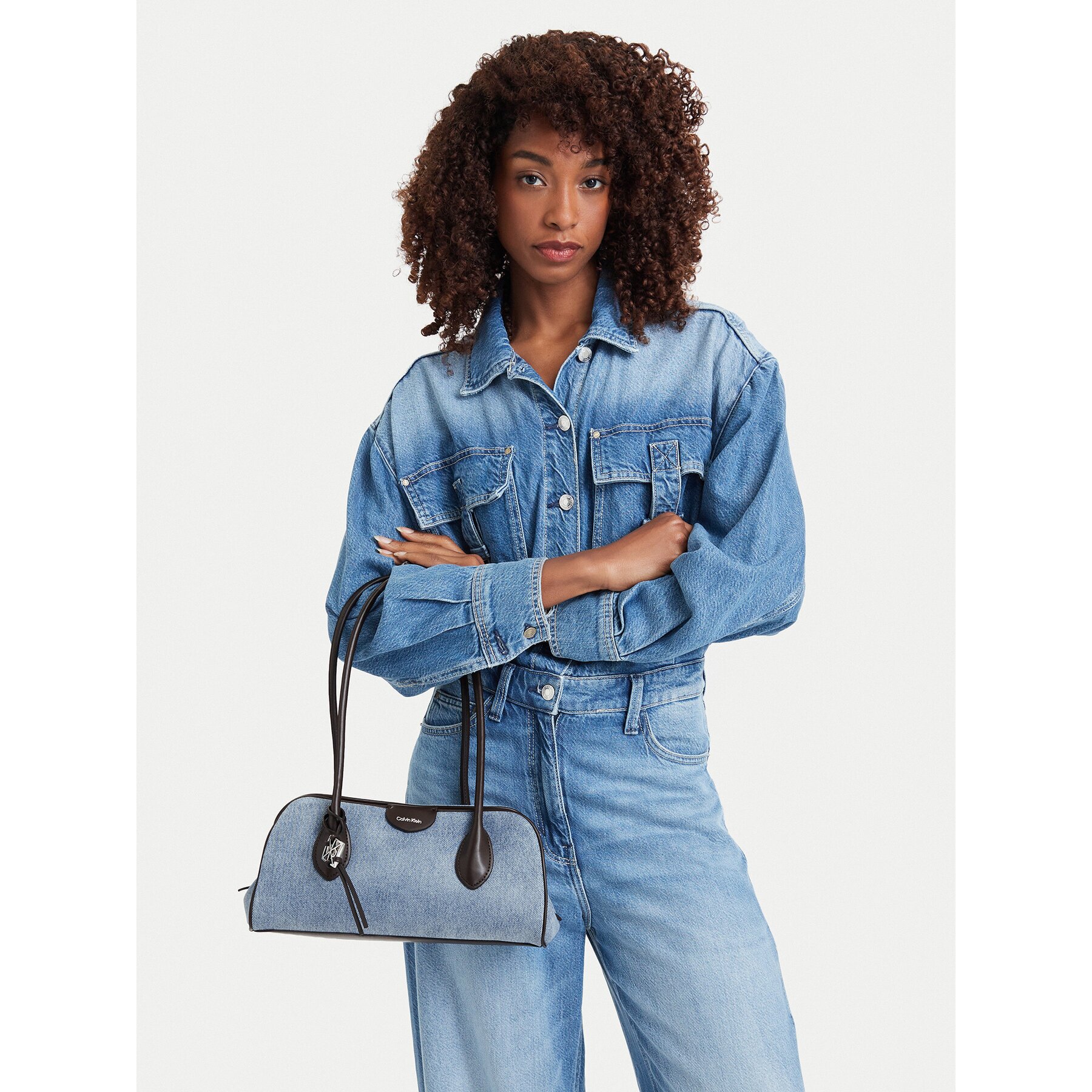 Calvin Klein Дамска чанта Emblem Trio Denim Shoulder Bag LV04F3830G