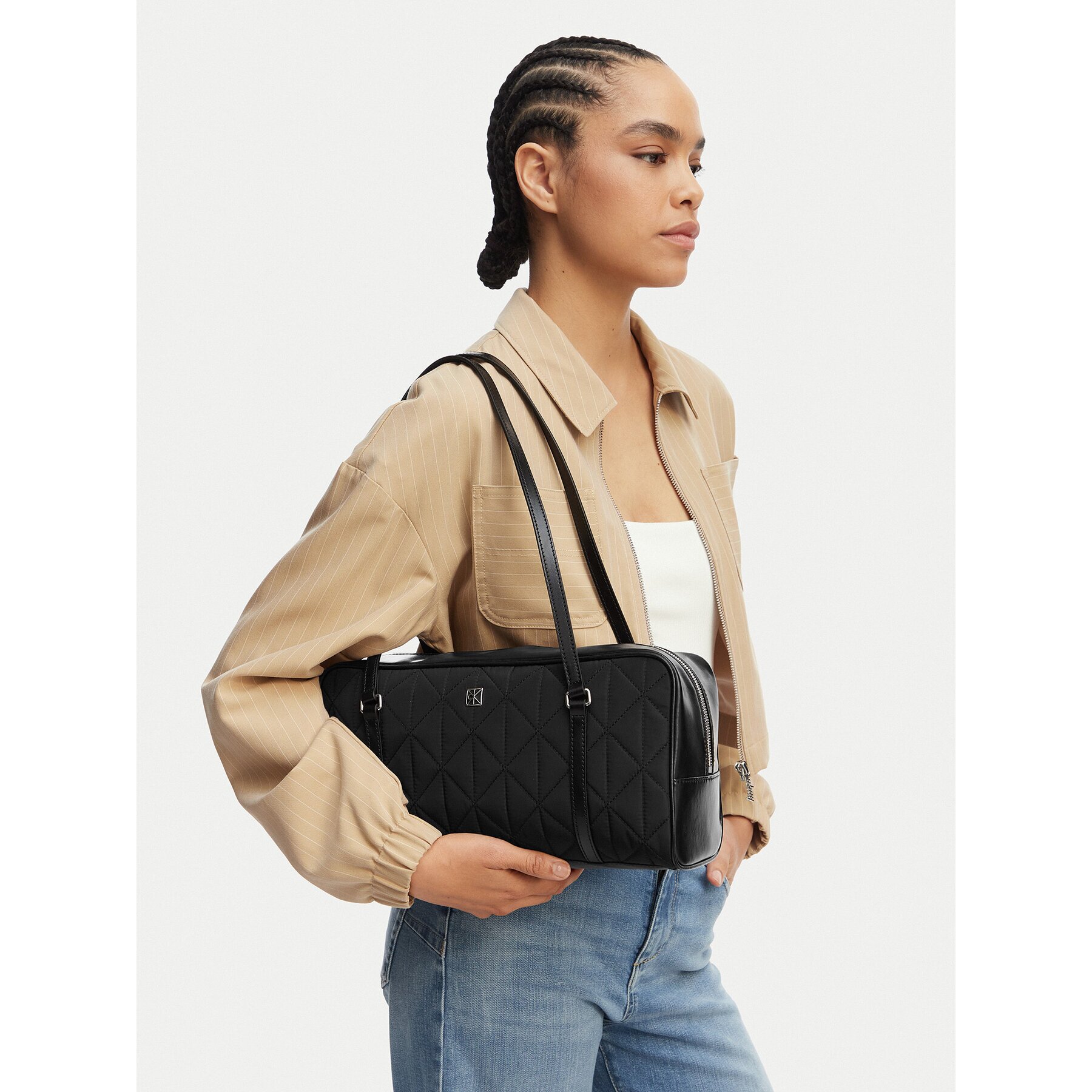 Calvin Klein Дамска чанта Quilted Nylon 2X Strap Camerabag LV04F3651G