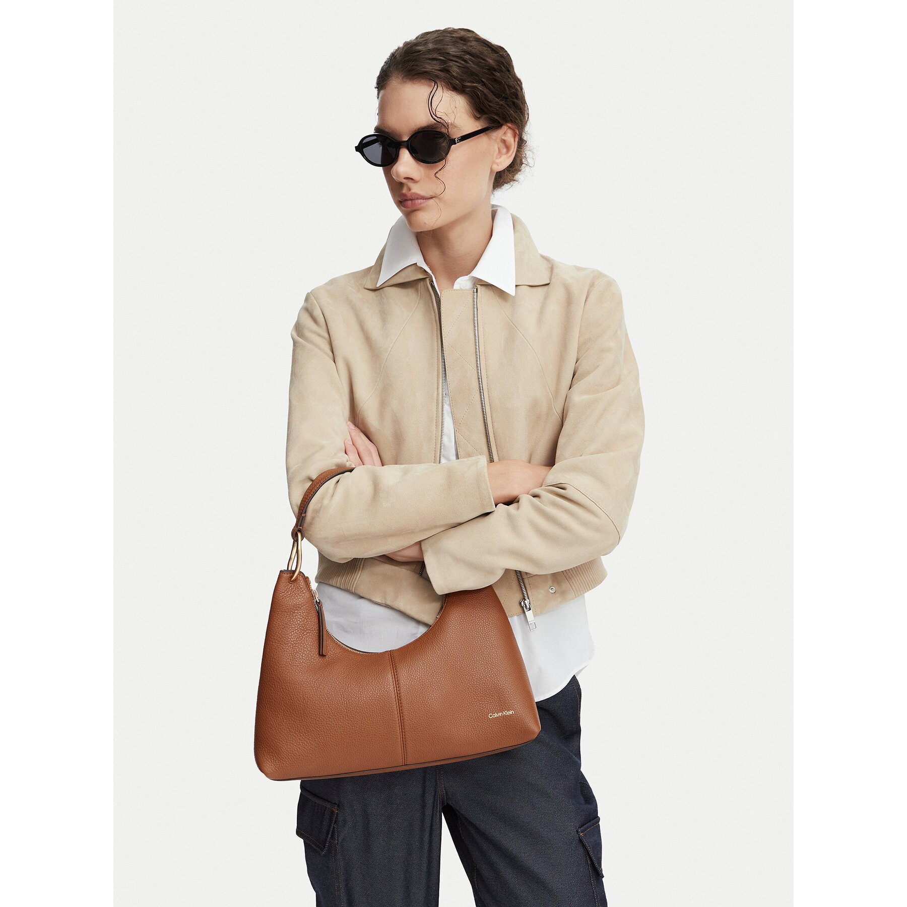 Calvin Klein Дамска чанта Slouchy Leather Shoulder Bag LV04F3657G