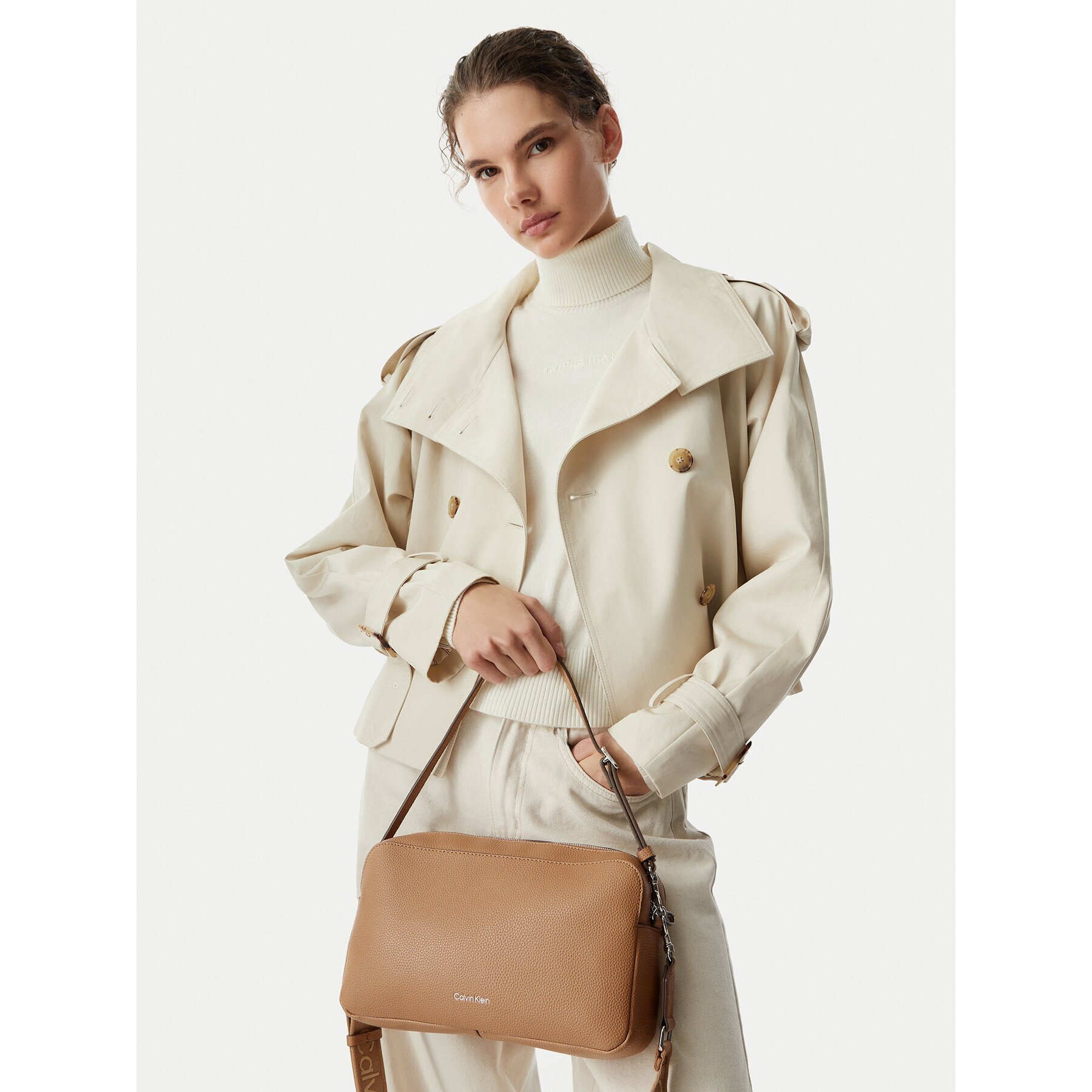 Calvin Klein Дамска чанта Webbing 2X Strap Lg Camera Bag LV04F3642G
