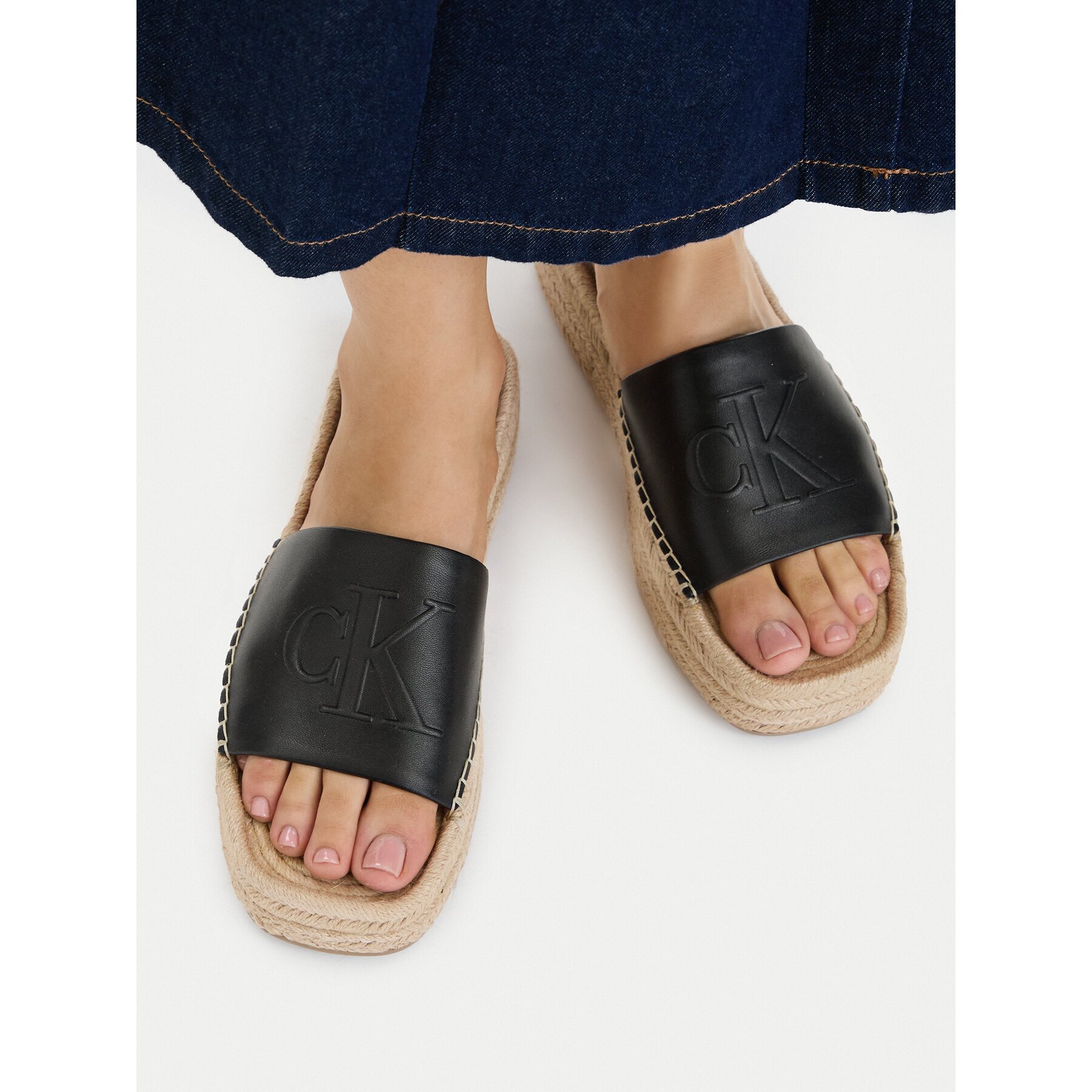 Calvin Klein Еспадрили Flatf Espa Mule Lth Mg HW0HW03027