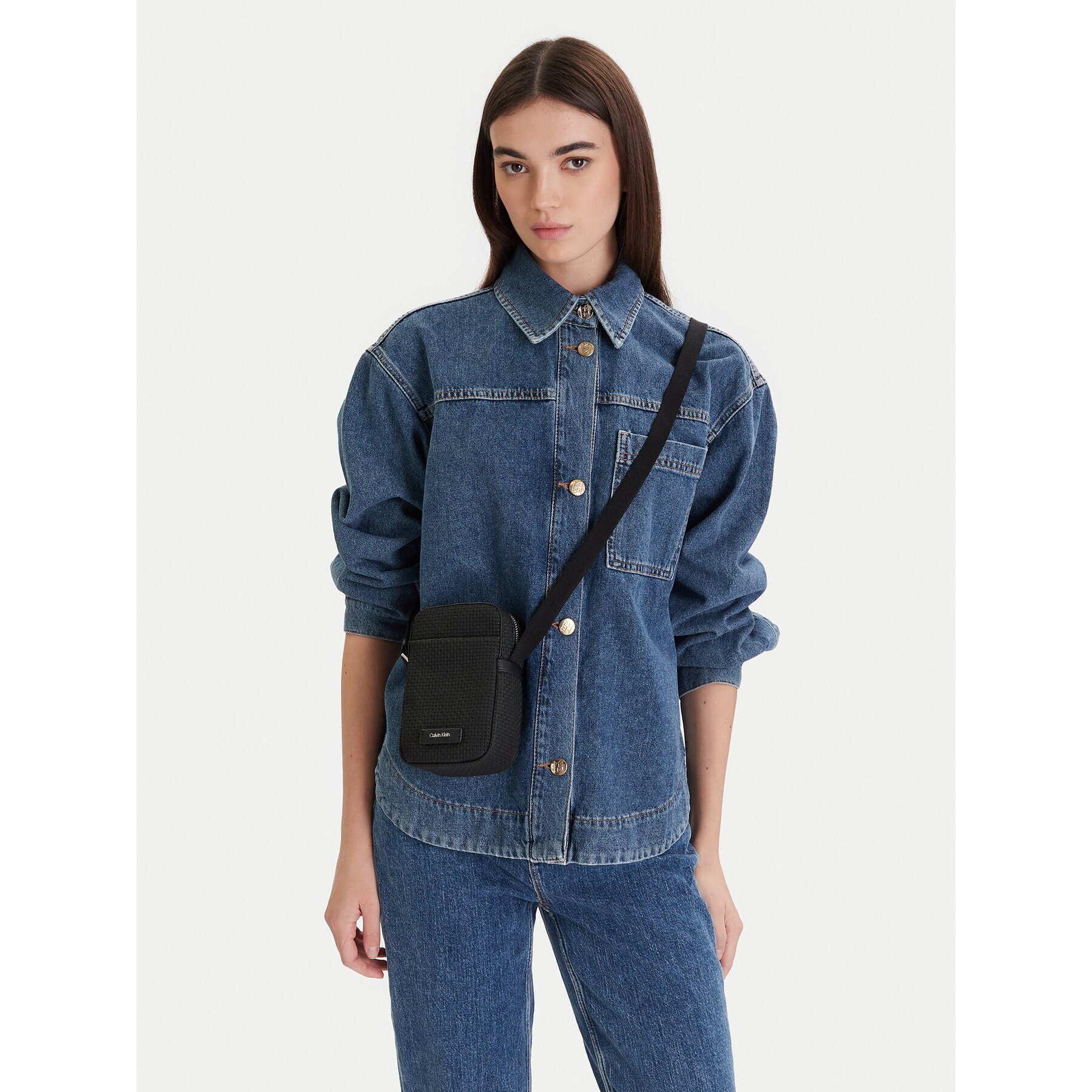 Calvin Klein Мъжка чантичка Embossed Woven Slim Reporter LV04D3221G