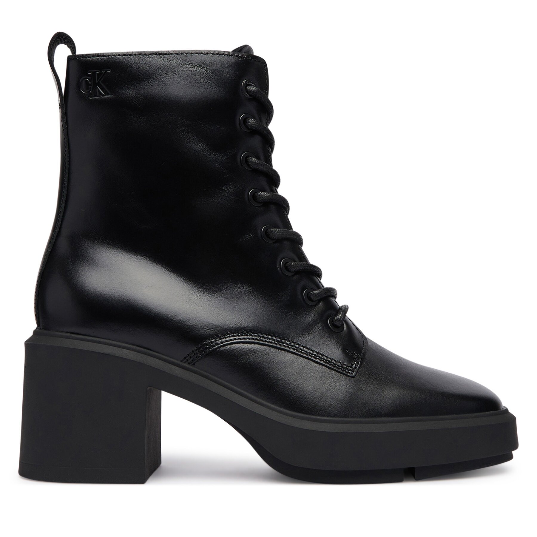 Calvin Klein Зимни обувки Block Heel Ank Boot Laceup Lth HW0HW03174