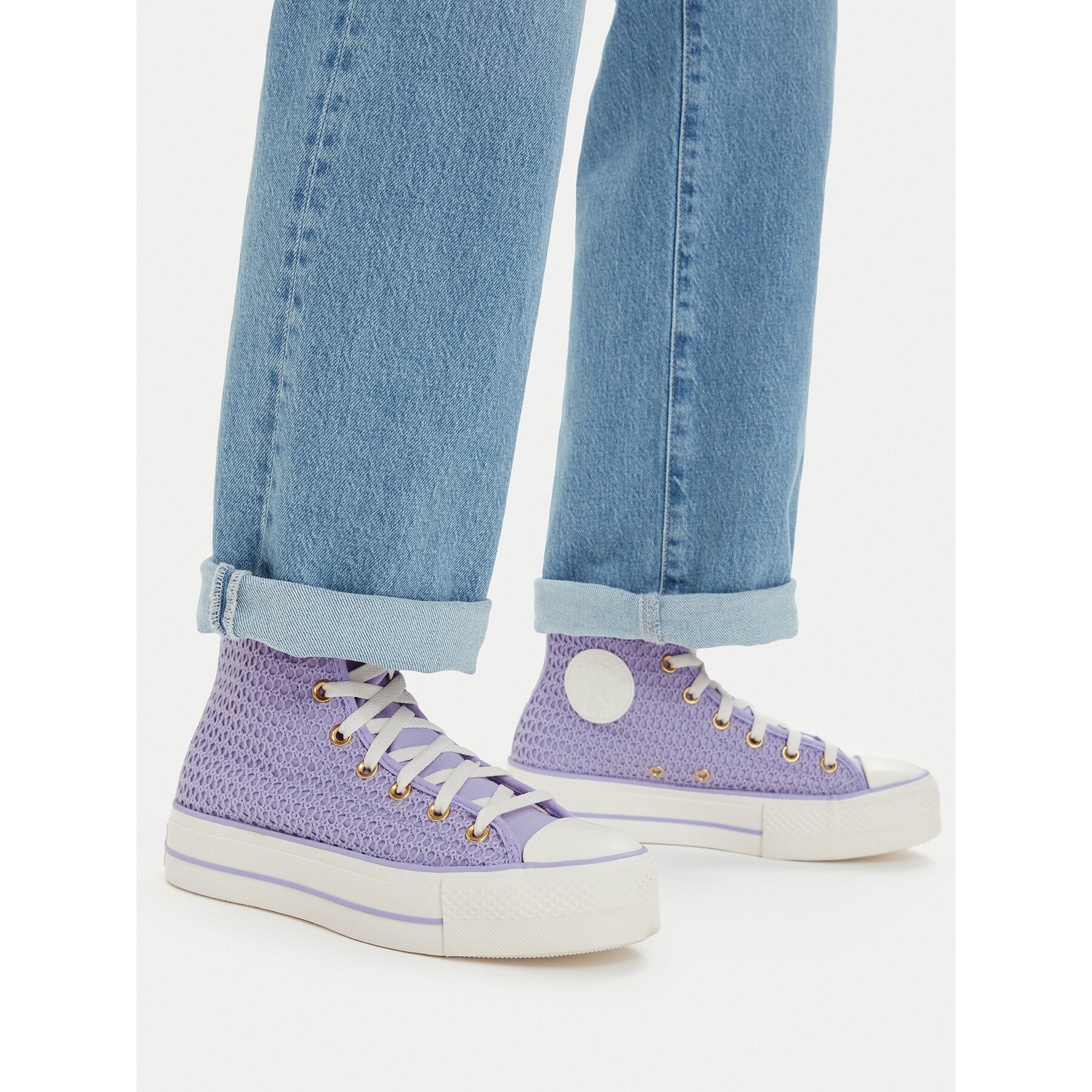 Converse Кецове Chuck Taylor All Star Lift Platform Knit Kadın Mor A13644C