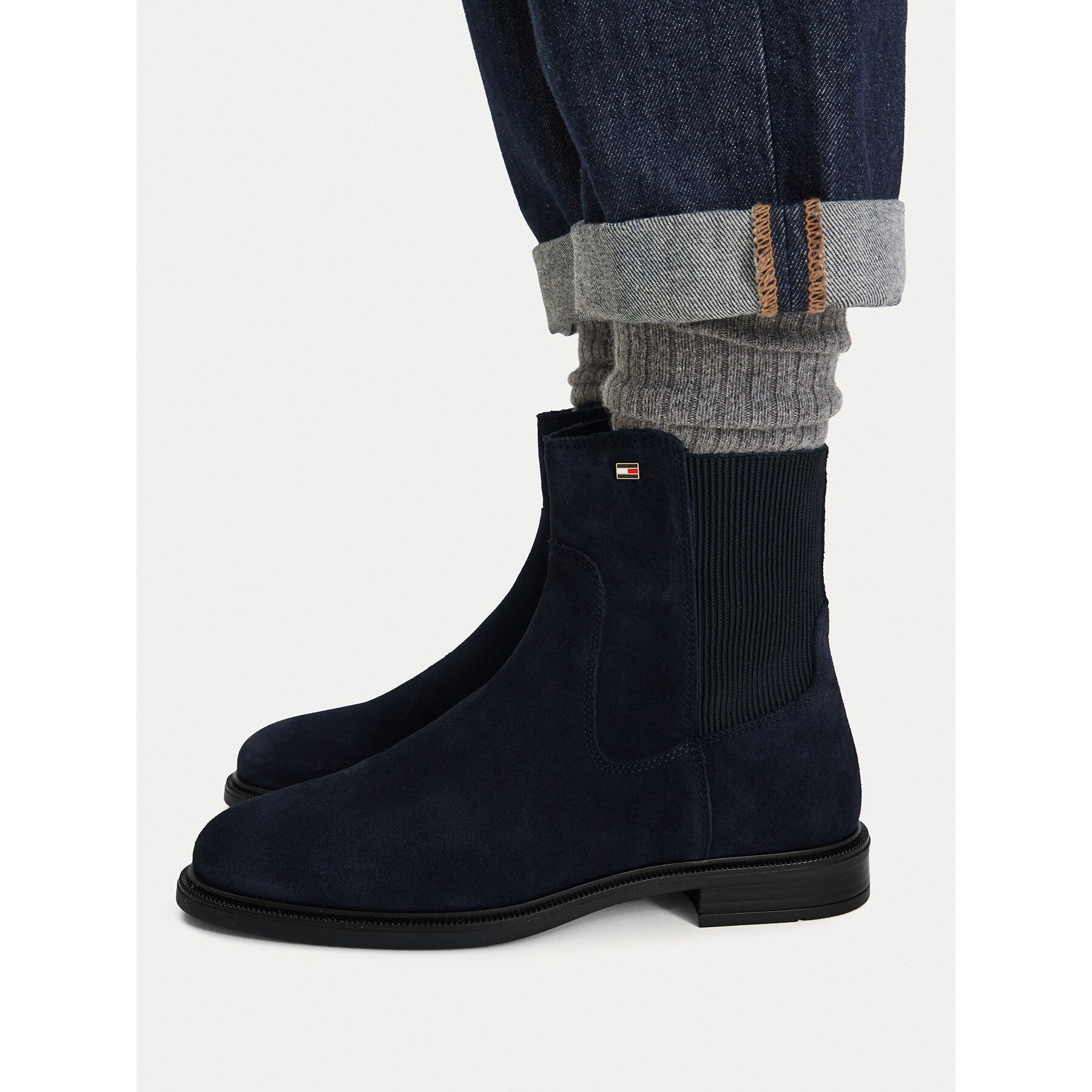Tommy Hilfiger Боти тип челси Enamel Flag Suede Ankle Chelsea FW0FW09575