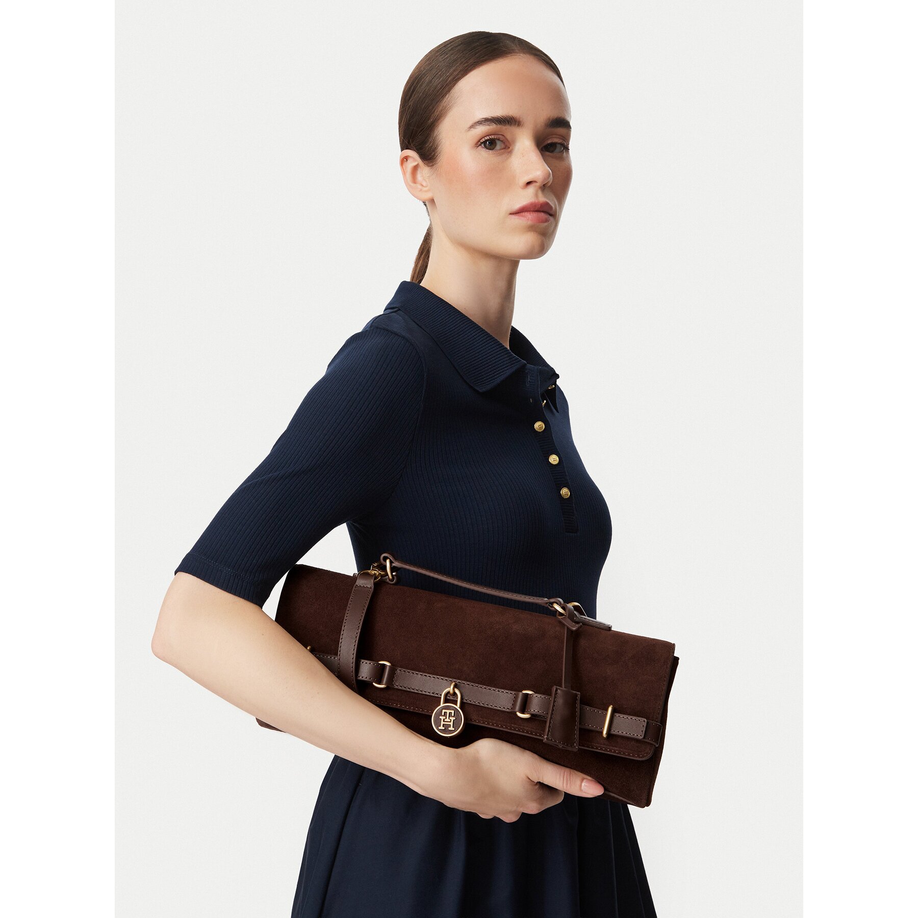 Tommy Hilfiger Дамска чанта American Icon Clutch Suede AW0AW19515