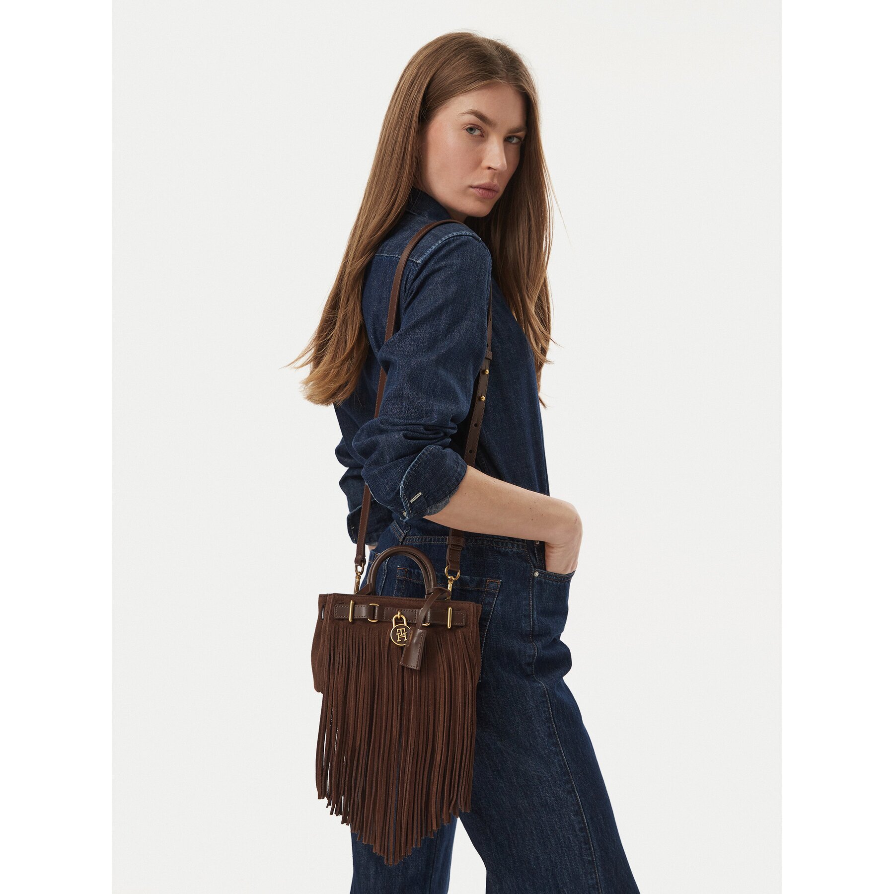 Tommy Hilfiger Дамска чанта American Icon Micro Tote Fringes AW0AW19217