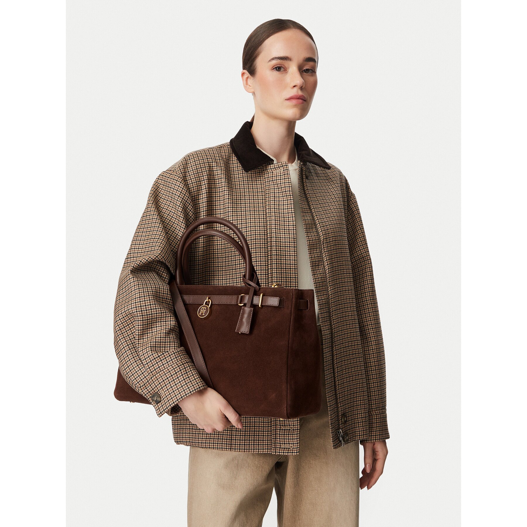 Tommy Hilfiger Дамска чанта American Icon Tote Suede AW0AW19216