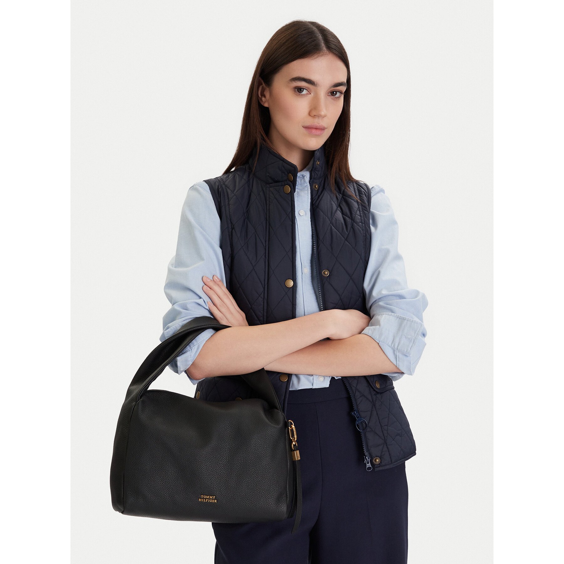 Tommy Hilfiger Дамска чанта City Leather Shoulder Bag AW0AW18152