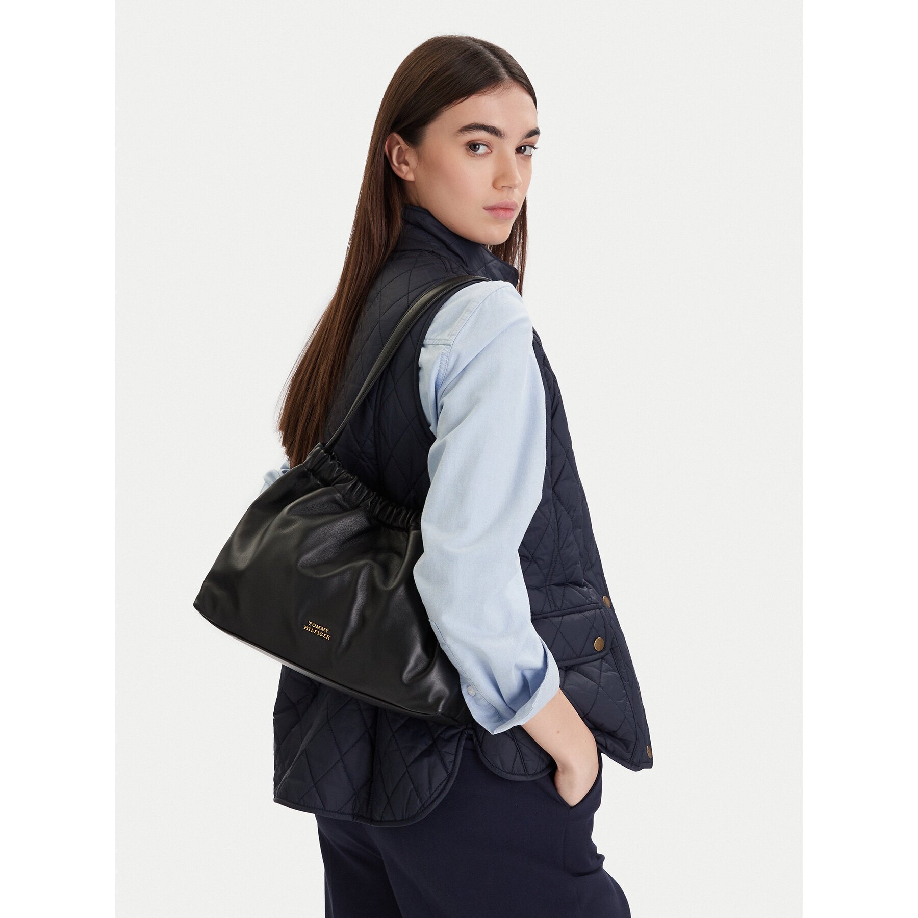 Tommy Hilfiger Дамска чанта Soft Leather Shoulder Bag AW0AW18307