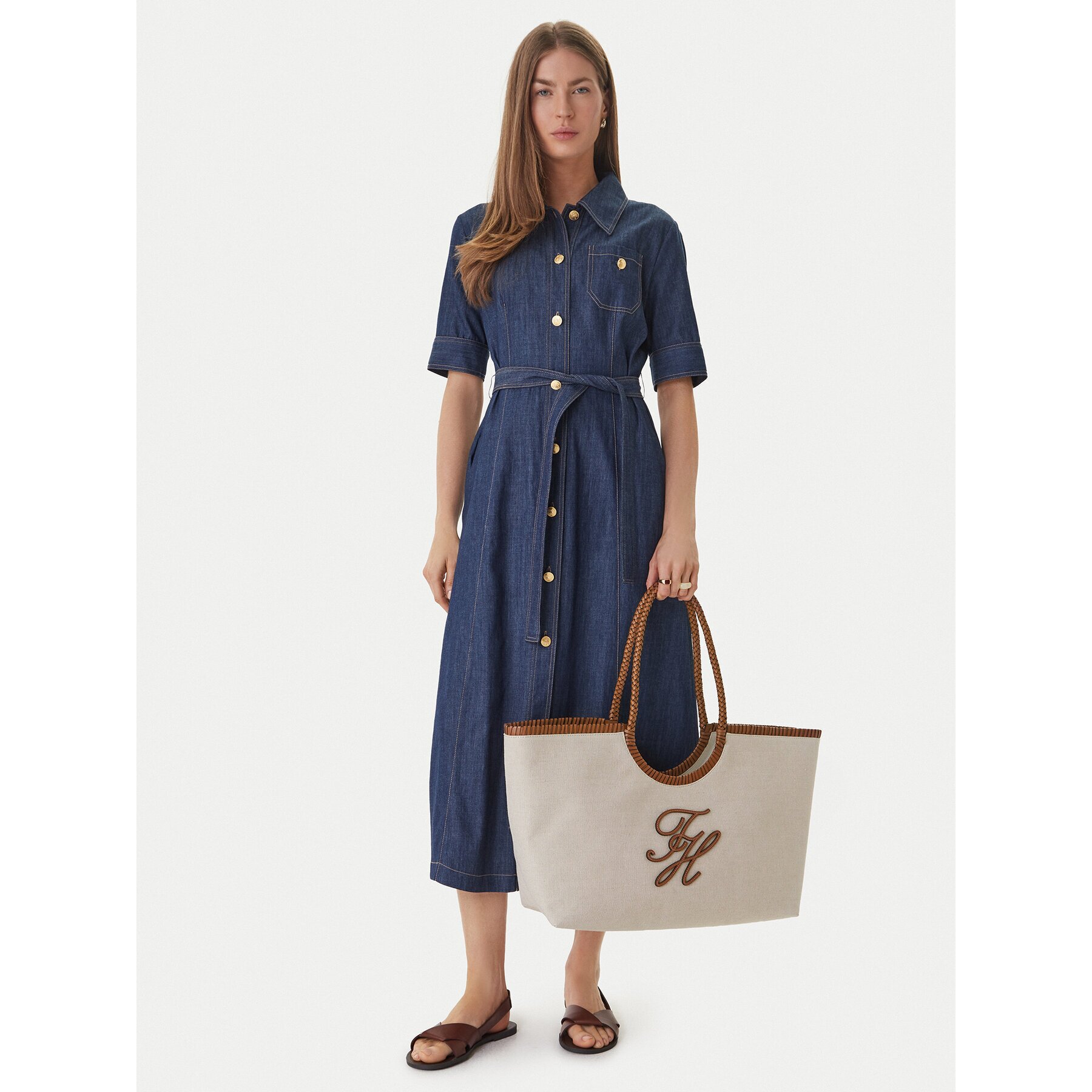 Tommy Hilfiger Дамска чанта Th Elev Summ Maxi Tote Canvas AW0AW18629