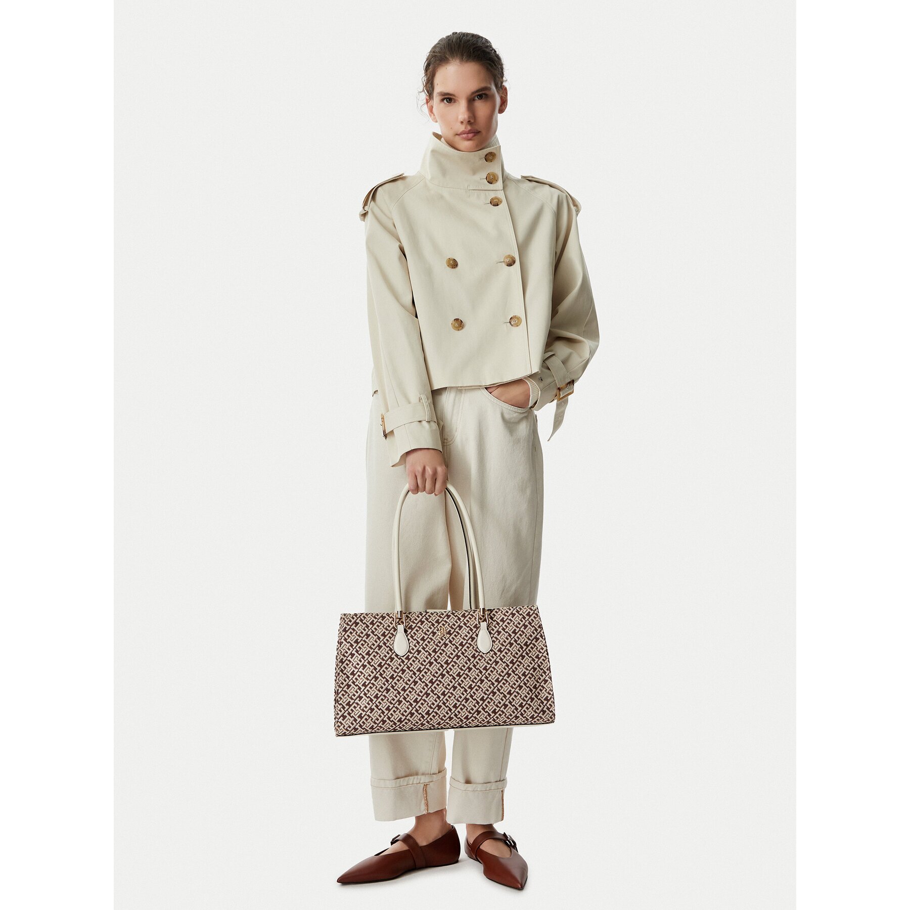 Tommy Hilfiger Дамска чанта Th Grace Satchel Jacquard AW0AW18754