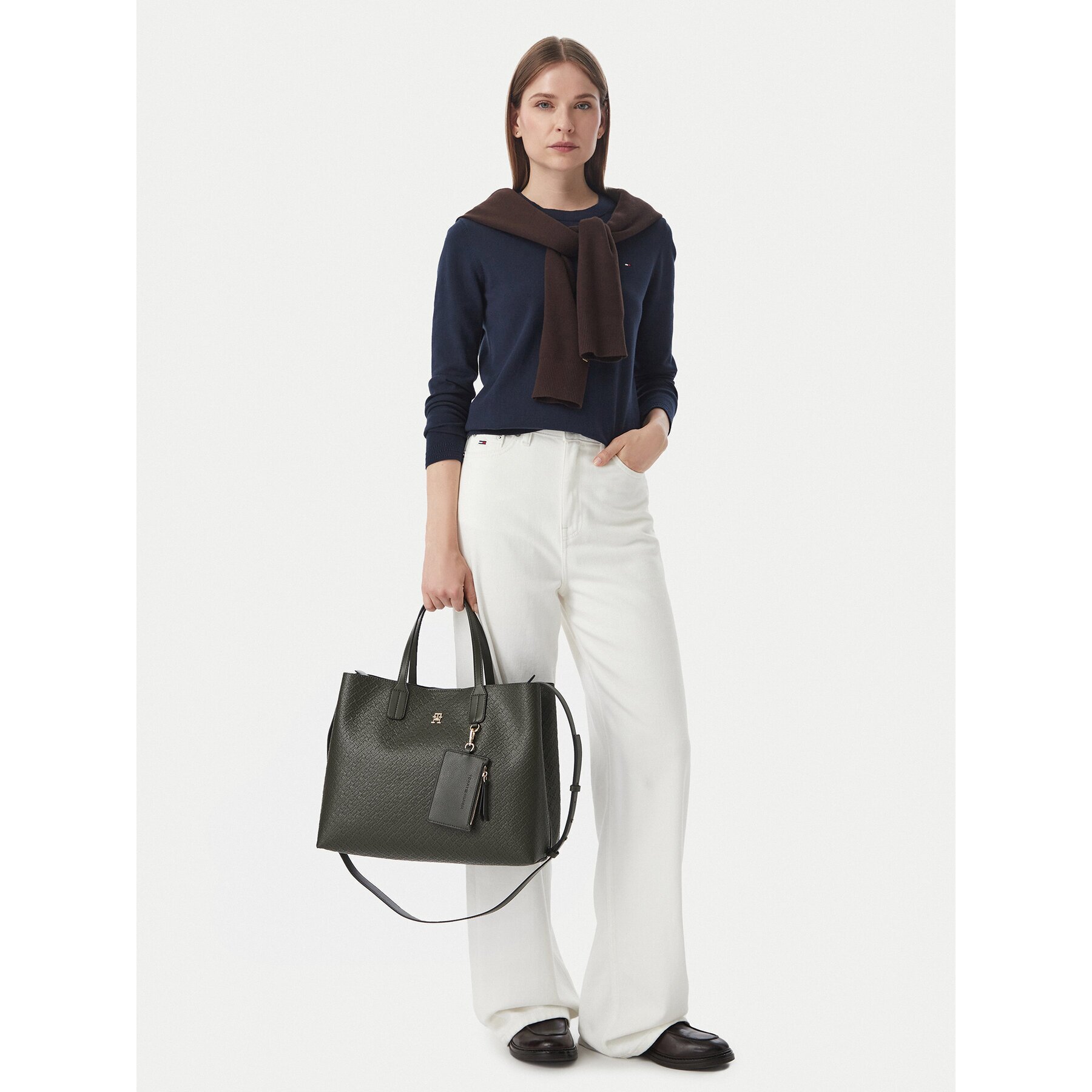 Tommy Hilfiger Дамска чанта Th Icon Satchel Mono AW0AW18923