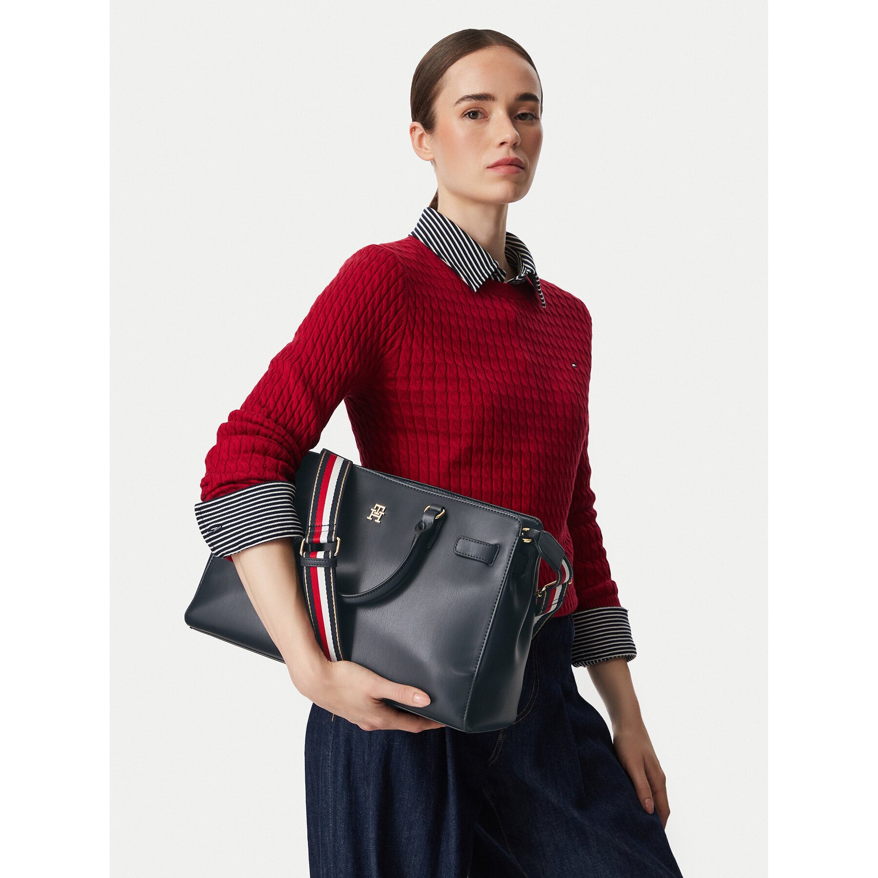 Tommy Hilfiger Дамска чанта Th Joy Satchel Corp AW0AW19318