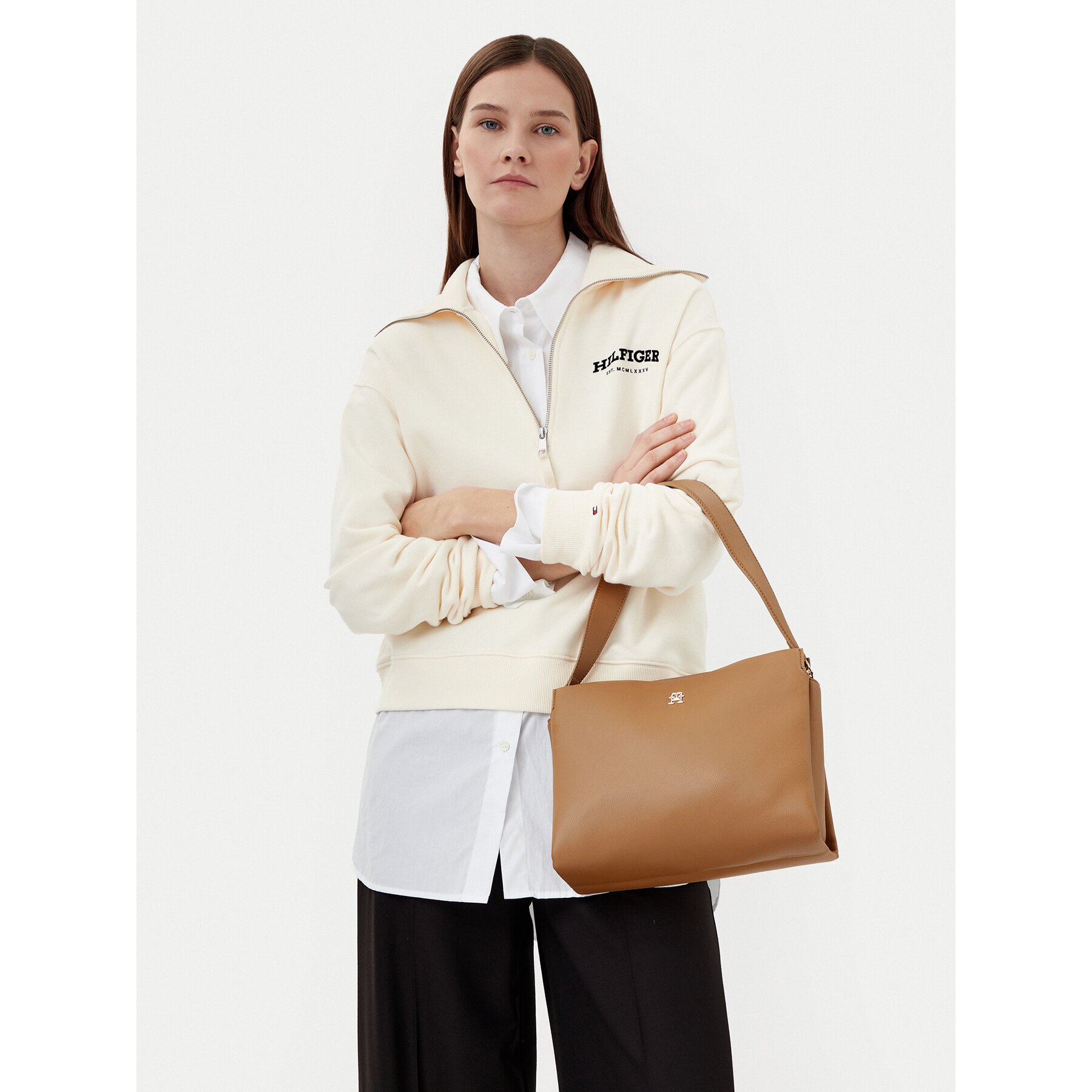 Tommy Hilfiger Дамска чанта Th Legacy Med Satchel AW0AW17173