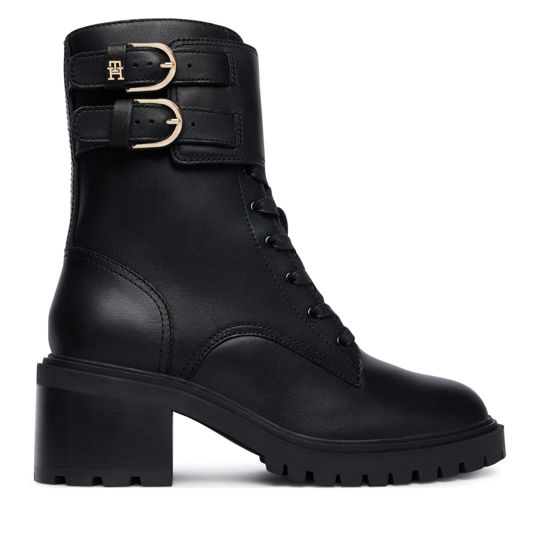 Tommy Hilfiger Зимни обувки Block Heel Buckled Lace-Up Boot FW0FW09578