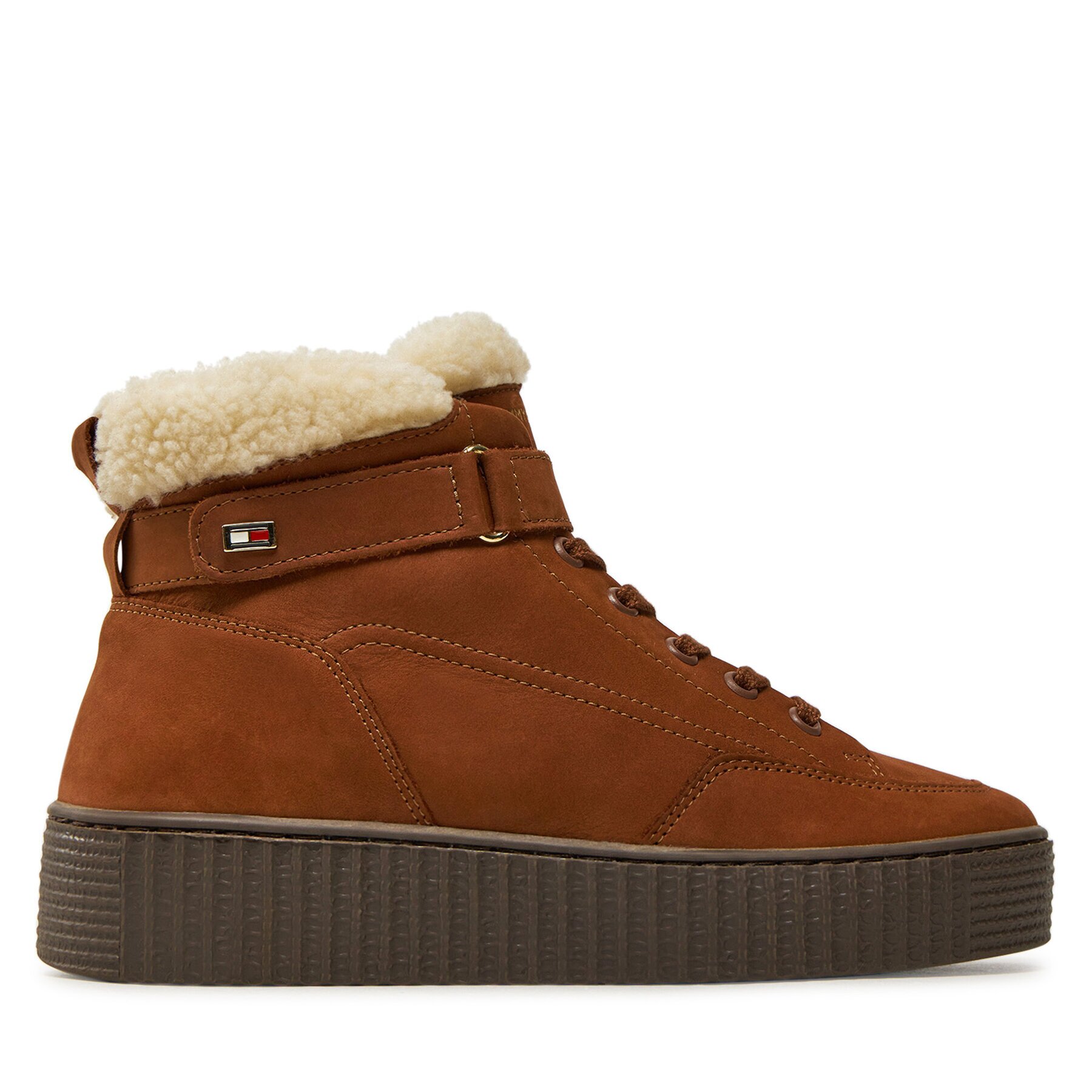 Tommy Hilfiger Зимни обувки Faux Fur Nubuck Low Lace-Up FW0FW08172