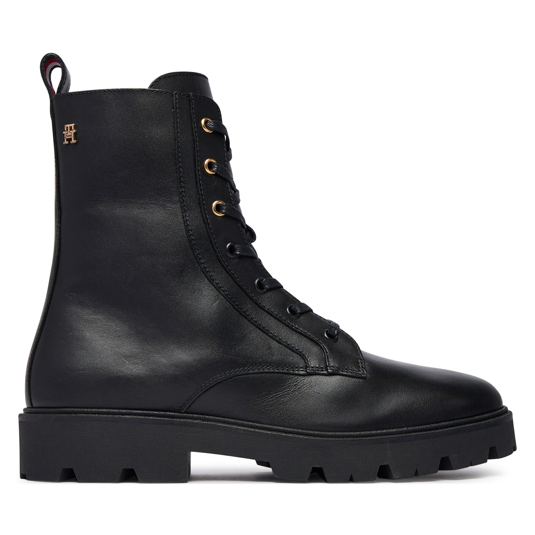 Tommy Hilfiger Зимни обувки TH Stud Leather Lace-Up Boot FW0FW09571