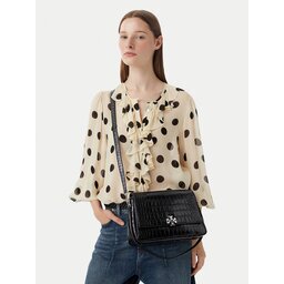 Tory Burch Дамска чанта Charlie Embossed Croc Shoulder Bag 183354