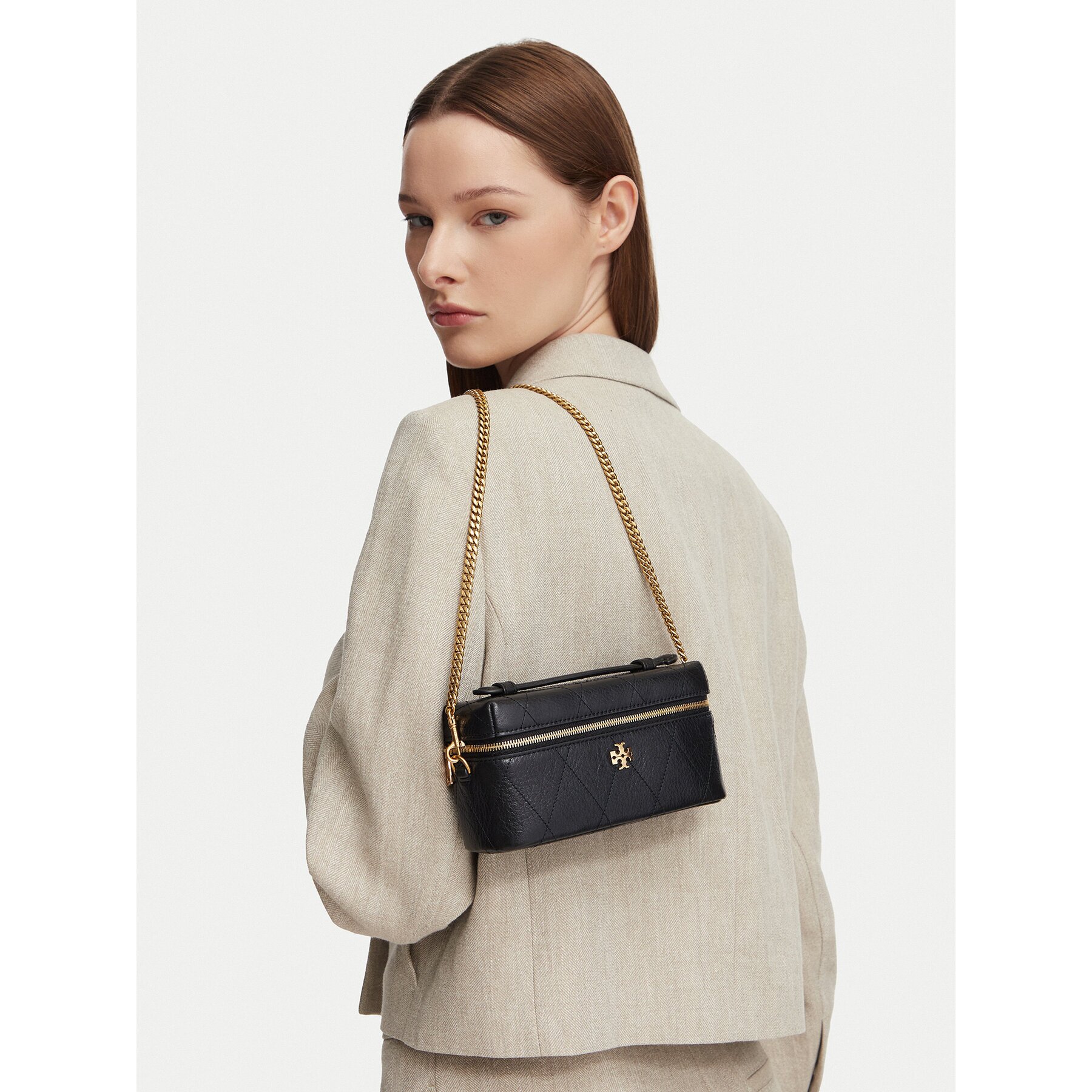 Tory Burch Дамска чанта Charlie Quilted East-West 186036