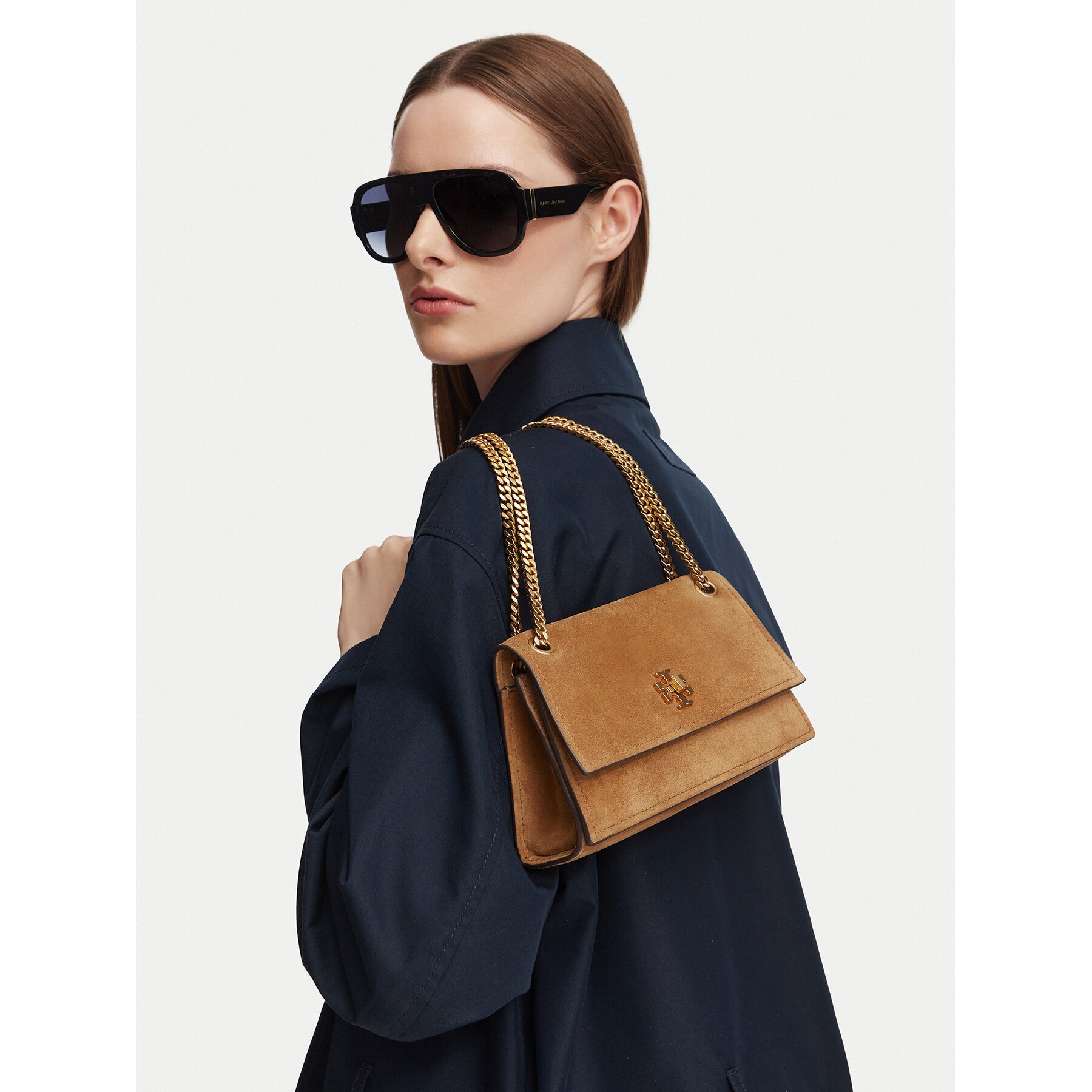 Tory Burch Дамска чанта Kira Turnlock Suede Mini Bag 178150