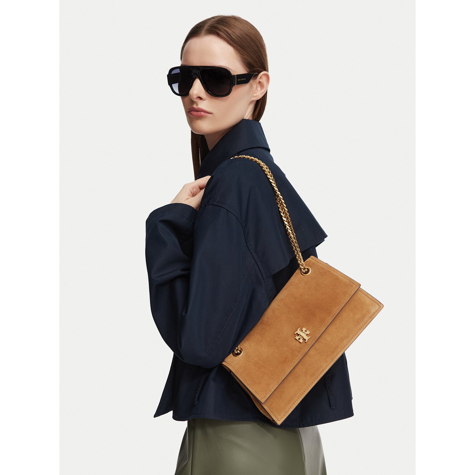 Tory Burch Дамска чанта Kira Turnlock Suede Shoulder Bag 178857