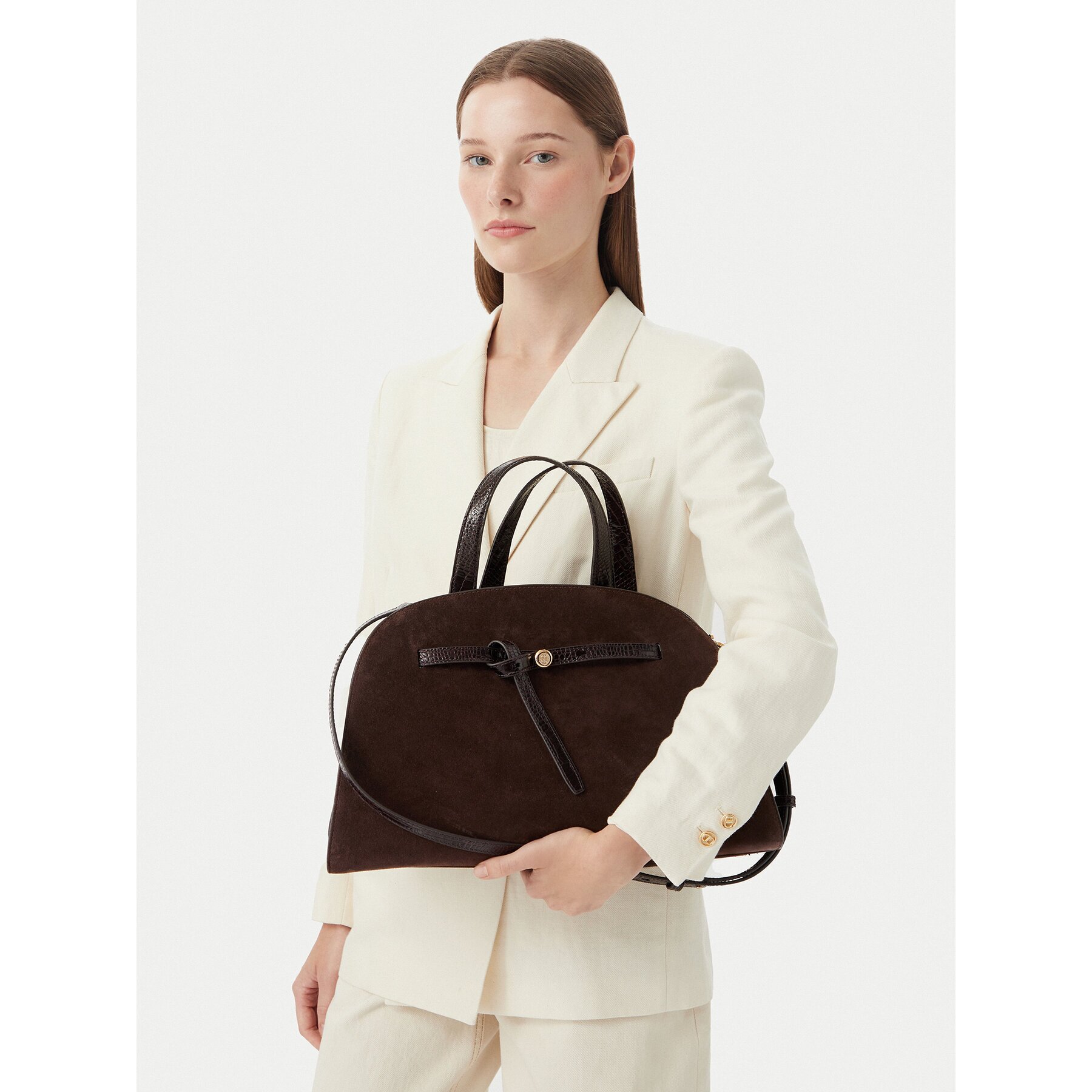 Tory Burch Дамска чанта Romy Suede Bauletto 183363