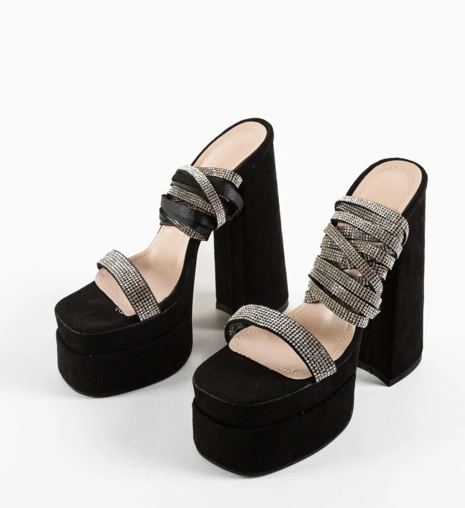 Wow Shoes Сандали на ток Strap Черни